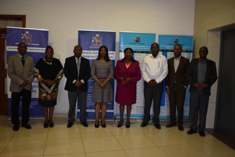 Prof. Leonidah Kerubo, Deputy Vice-Chancellor (Ag.) Research, Innovation and Enterprise (RIE) flanked by Ms Mbatha Mbithi, Kenya Development Corporation’s Deputy Director Research, Policy and Innovation (right) and Prof. Maina Wagacha, UoN’s Director of Innovation and Intellectual Property Management (left) when they met to discuss commercialisation of the garlic extracts meat preservation innovation on Tuesday 24 February 2026 at the RIE offices located on the 15 th Floor of the University of Nairobi Tower